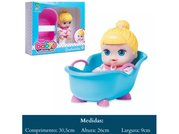 BONECA BABYS COLLECTION MINI BANHEIRA LOIRA