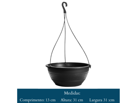 VASO REDONDO  6,60  LITROS  COM  ALCA  50CM  PRETO  138