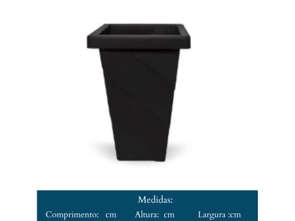 VASO  ELEGANCE  QUADRADO MEDIO  4,5   LITROS  PRETO  6863