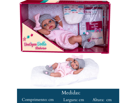 BOUTIQUE  DOLLS  REBORN MACACAO  ROSA  473