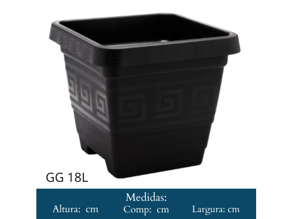 VASO  QUADRADO   GG  18   LITROS  PRETO  361