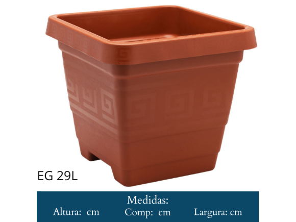 VASO  QUADRADO   EG 29   LITROS  TERRA  COTA 110