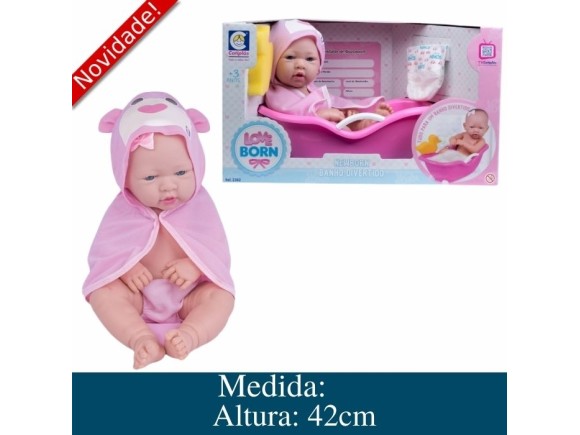 BONECA  LOVE BORN BANHO DIVERTIDO ROSA REF 2382