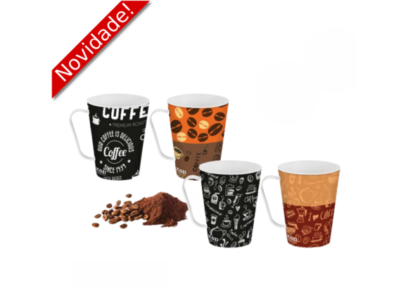 CANECA  DECORADA  PLASTICO  CAFE   430ML  1406