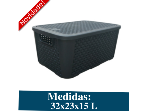 ORGANIZADOR RATTAN PRETO N2 8,8 LITROS 2051