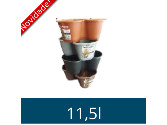 TACHO VASO  PETALAS EMPILHAVEL  11,5 LITROS  PRETO   0524