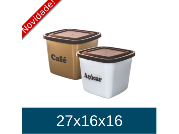 CONJ. POTE MANTIMENTO QUADRADO - 2 PCS- CAFE/ACUCAR -2100 ML 2226