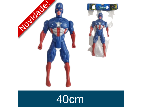 BONECO PLASTICO CAPITÃO AMERICA  40CM COM LUZ SOLAPA  1941