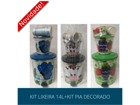 PRESENTE LIXEIRA 14L+KIT PIA DECORADO