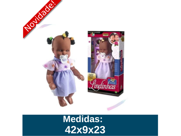 BONECA COLEÇÃO LINDINHAS NEGRA 606