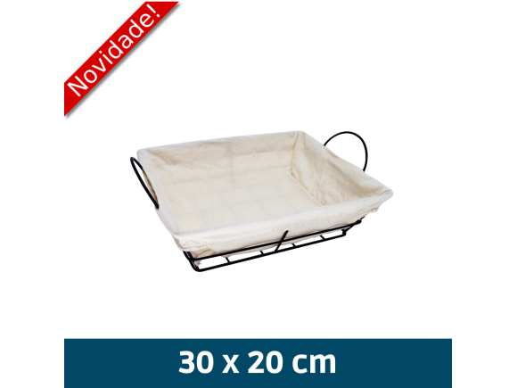 CESTA DE PAO RETANGULAR 30X20CM COM TECIDO CT2854