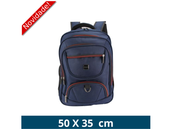 MOCHILA ADULTO UNISSEX, TECIDO 100% OXFORD, FECHAMENTO COM ZIPPER COM 4 COMPARTIMENTOS E 2 BOLSOS