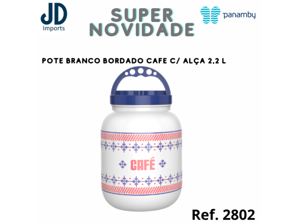 POTE BRANCO BORDADO CAFE C/ ALÇA 2,2 L   .979