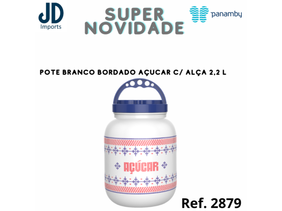 POTE BRANCO BORDADO AÇUCAR C/ ALÇA 2,2 L   .978