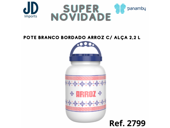 POTE BRANCO BORDADO ARROZ C/ ALÇA 2,2 L   .976