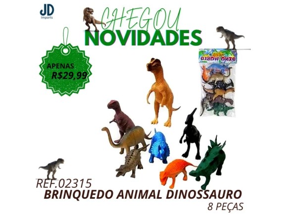 BRINQUEDO ANIMAL  DINOSSAURO  COM   6   PECAS