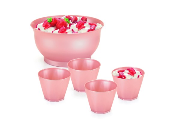 KIT SOBREMESA (1 BOWL G+4TAÇAS DE SOBREMESA) ROSA PEROLADO 1856