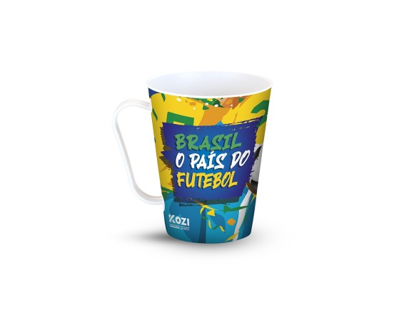 CANECA  DECORADA  PLASTICO  BRASIL 430ML  1442