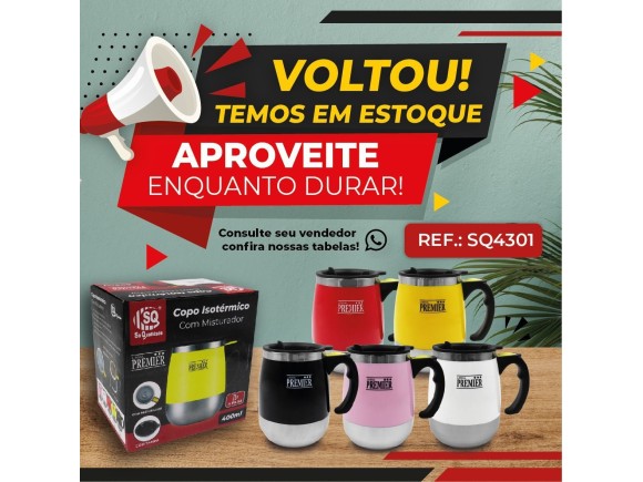 COPO ISOTERMICO COM MISTURADOR 400 ML SQ4301