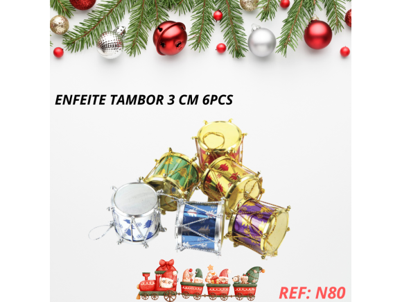 ENFEITE TAMBOR 3 CM 6PCS - NTA10927