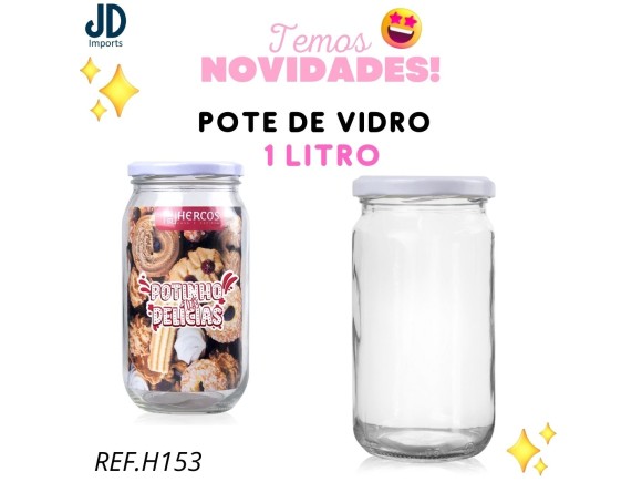 POTE DE  VIDRO DECORADO 720ML  H150