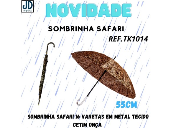 GUARDA CHUVA HASTE METAL FIXA CURVO BRILHANTE TK1014