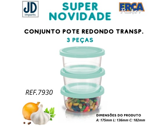 CONJ. POTE REDONDO MD 3 PCS - TRANSP. - LINHA PRIME 1793